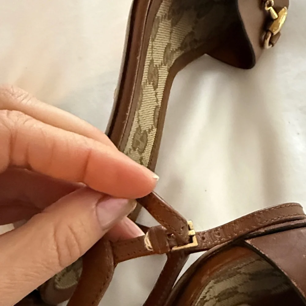 Gucci Brown Leather Horsebit Heeled Sandals - Picture 6 of 6